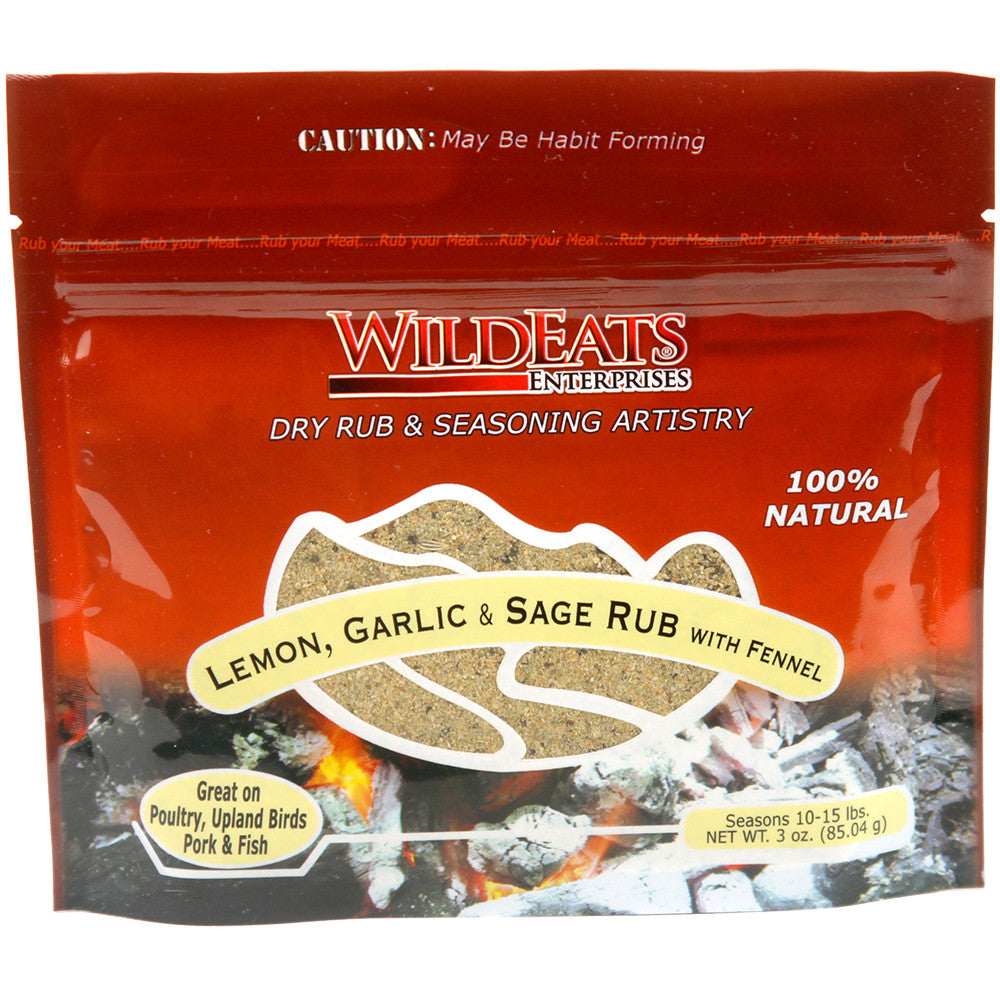 WildEats Lemon, Garlic & Sage Rub with Fennel, 3 oz.