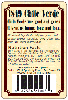 1849 Brand Chile Verde Salsa Eldorado, 14 oz.