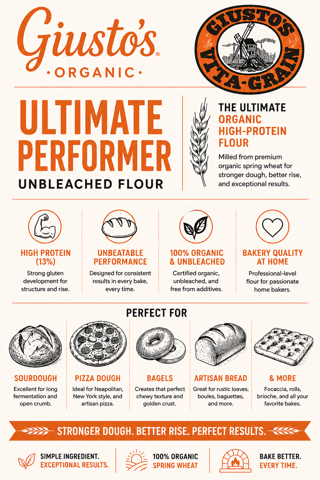 Giusto's 100% Organic Ultimate Performer Flour, 5 lb. bag