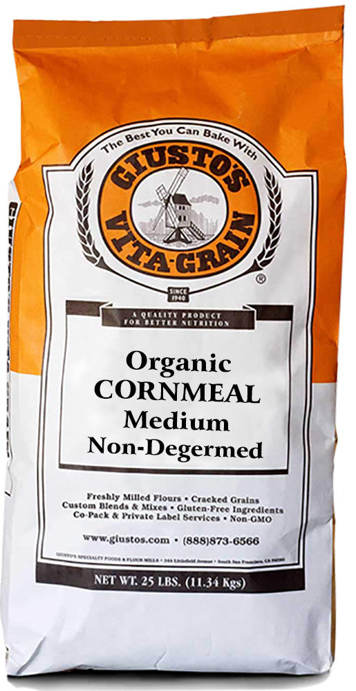 Giusto's Organic Cornmeal, Medium, Non-Degermed, 25 lb. Bag