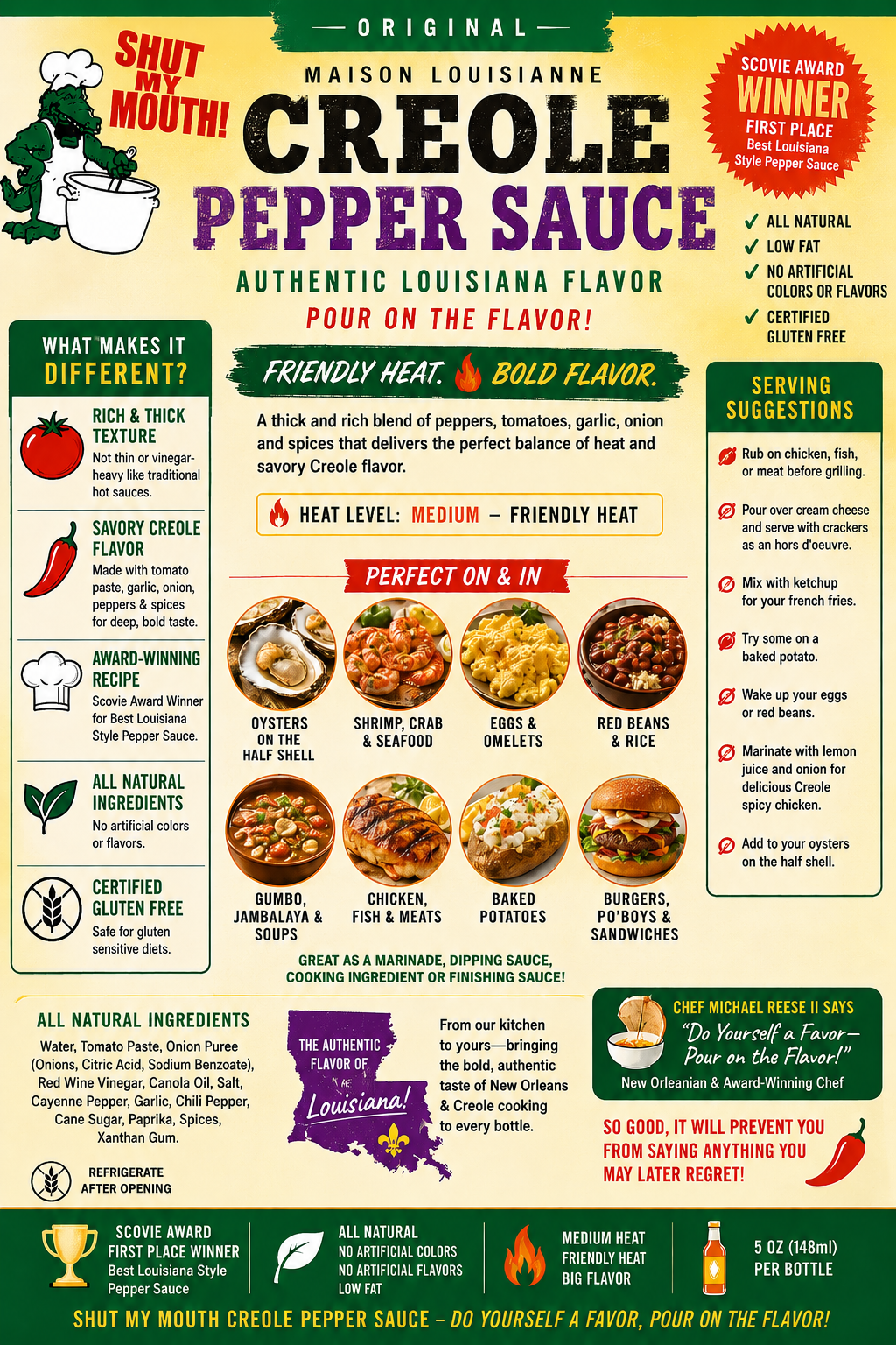 Maison Louisianne Shut My Mouth Creole Pepper Sauce, 5oz.