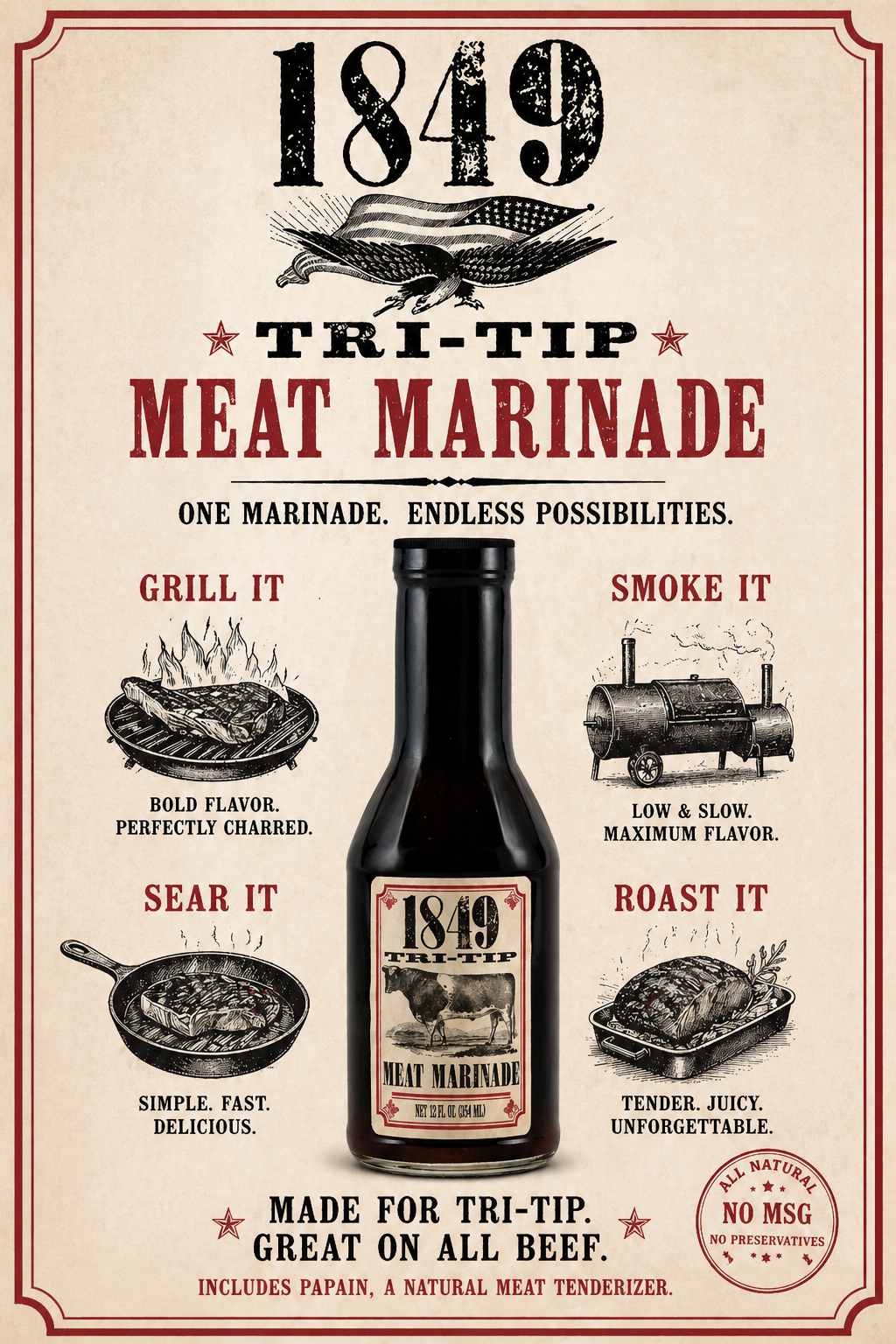 1849 Tri-Tip Meat Marinade, 12 oz.