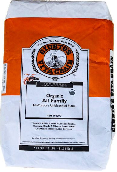 Giusto's Organic All Purpose Unbleached Flour 25 lb. Bag