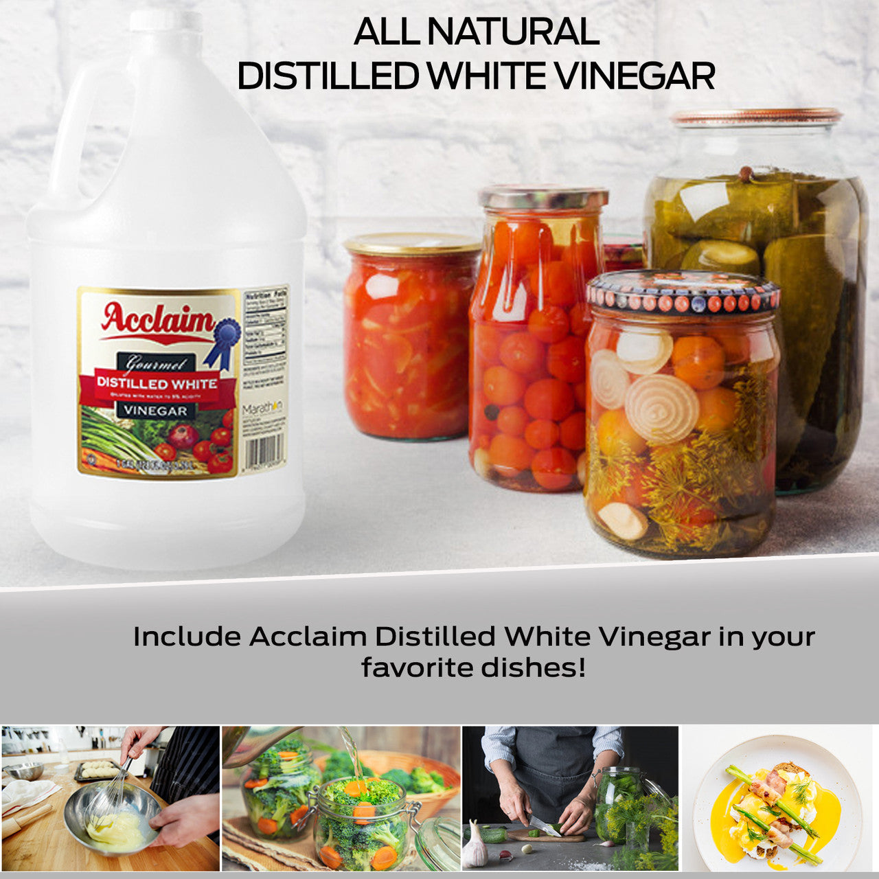Acclaim All Natural Distilled White Vinegar, 128 Ounces (1 Gallon) - 5% Acidity